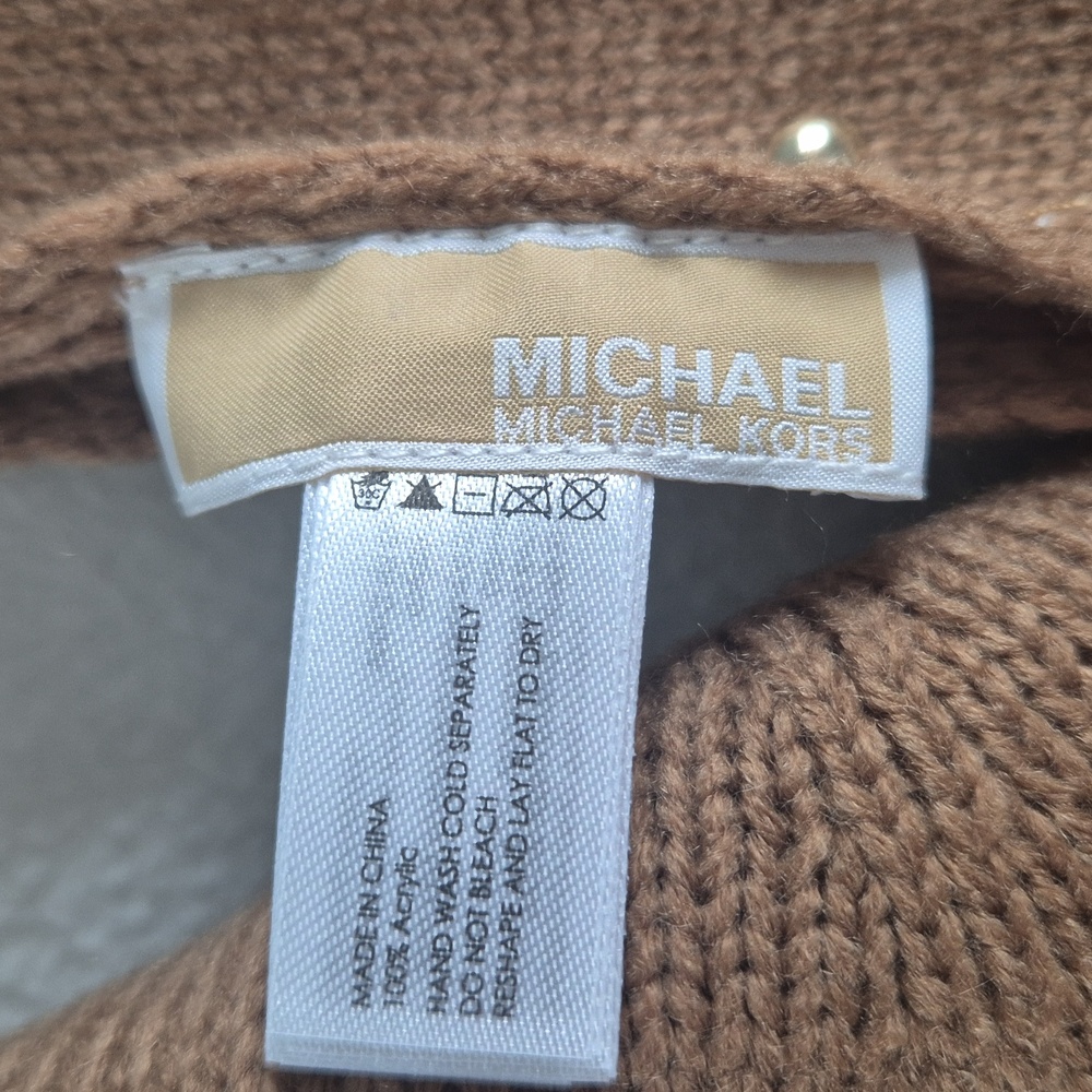 Michael Kors Tan Hat and Scarf Set with Pearls - Picture 10 of 16